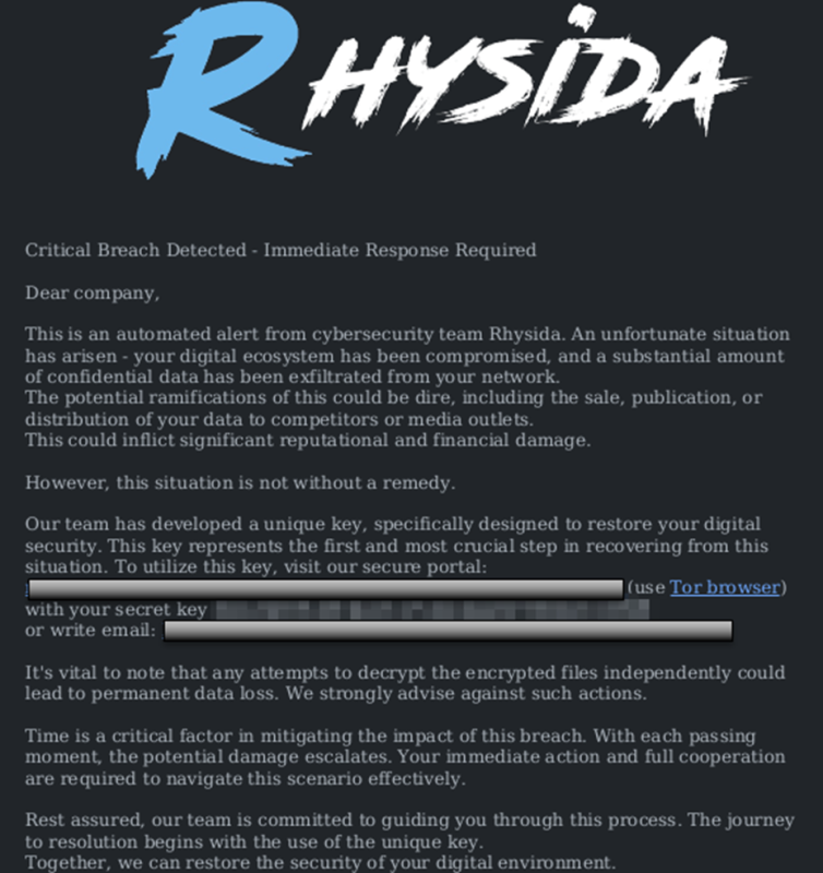 #StopRansomware: Rhysida Ransomware | CISA